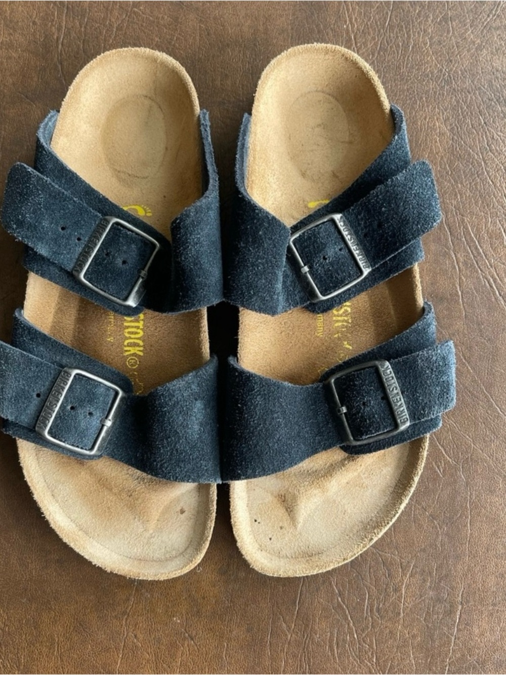 Birkenstock Black Suede Two-Buckle Sandals